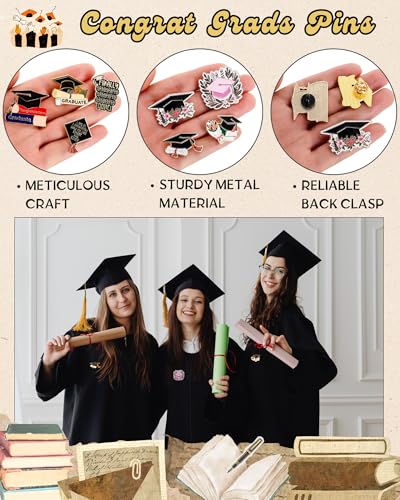 Image of Graduation Pins Bulk with Storage Bag for Class of 2026 Graduation Cap Diploma Enamel Pins for Backpack Hat Jackets Congrat Grads Gifts for Students Teachers Classmates 2026 Graduation Party Favors