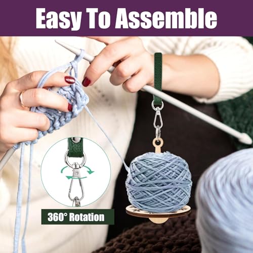 Image of Portable Wrist Yarn Holder with Leather Strap,Yarn Storage Spinner | Knitting and Crocheting Craft Tool for Crochet Trave