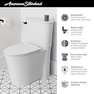 American standard 226aa104020 studio s right height elongated toilet with seat left hand trip lever white  urban country home decor
