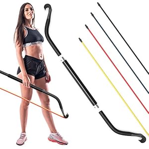 Synergee Resistance Bow. Portable Home Gym with Resistance Bands and Bar System. Collapsible Resistance Bar with Handles…