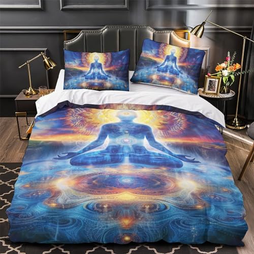 Housse de couette Bouddha 3D en microfibre anti-plis avec zip fluide - 4