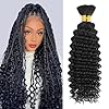 Human Braiding Hair 18 Inch Boho Curly Human Hair for Bohemian Braids 2 Bundles/Pack 110g Deep Wave Bulk Human Hair for Braiding Natural Color