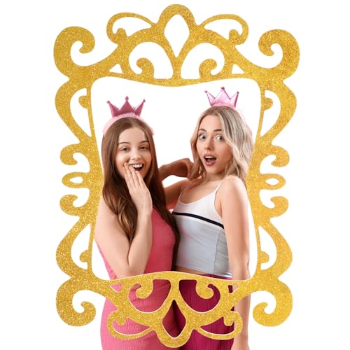 Aceorbit 24 x 16 Wooden Gold Foil Princess Party Decor Photo Frame, Square