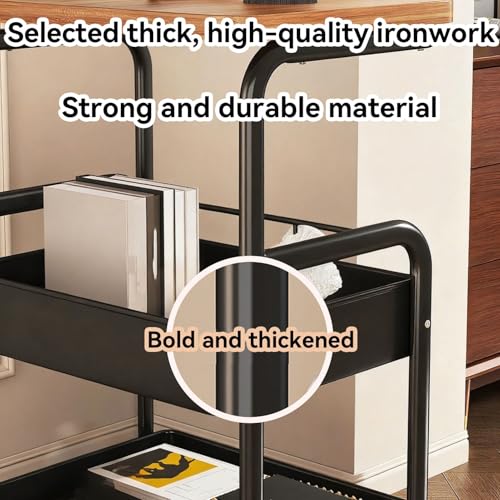 Carrito de madera con ruedas de 3 niveles, estantería multifuncional de almacenamiento para sala de estar, dormitorio, cocina