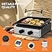 Warmiehomy 2 Burner Portable Gas BBQ Barbecue Grill, Small Gas BBQ Grill Ceramic Coated Cast Iron Plate with Built-in Thermometer for Outdoor Camping Cooking, 45x46x21cm