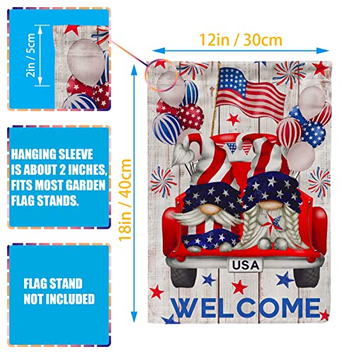 Welcome Usa July 4Th Garden Flag, Patriotic Celebration Gnome Decorated Car Garden Flag - Perfect For Your Outdoor Hanging Decorations 12X18 Inch #TOP2