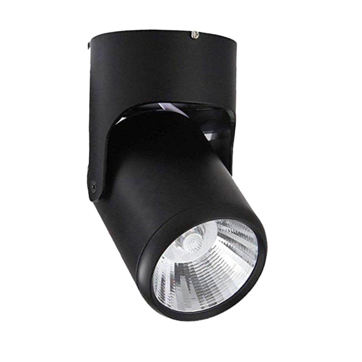 Lurrose Indoor LED Spotlight Adjustable Ceiling Downlight Surface Mounted Cob Lighting Modern Aluminum Wall Lamp Warm White Finish Black Color