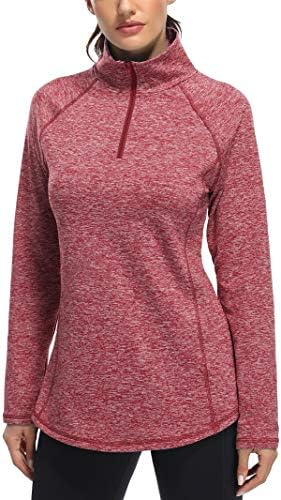 Miusey Yoga Tops for Women Loose Fit,Plus Size 1/4 Zip Polo Shirts Ladies Long Sleeve Athletic Wear Loose Fitting Baggy Running Tshirt Gym Sports Tee Fast Dry Fall Pullover Red XXL