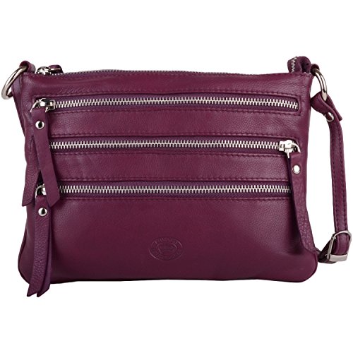 Sac à bandoulière en cuir véritable chic couleur aubergine pour femme
