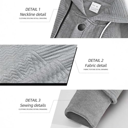 Hoodies for Men Solid Color Drawstring Button Sweatshirts with Pockets Fall Casual Long Sleeve Loose Sweatshirt3