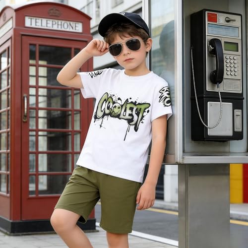 Image of Yoxindax Boys Clothes 2-Piece Casual Street Style Turn-Down Collar Half Zip Kids 4-12 Years Teen Boys Summer Outfits
