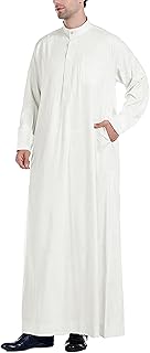 Men Islamic Caftan Thobe Big and Tall Kaftan with Pocket Mens Arab Thobe Men Kaftan Thobe - Buy now