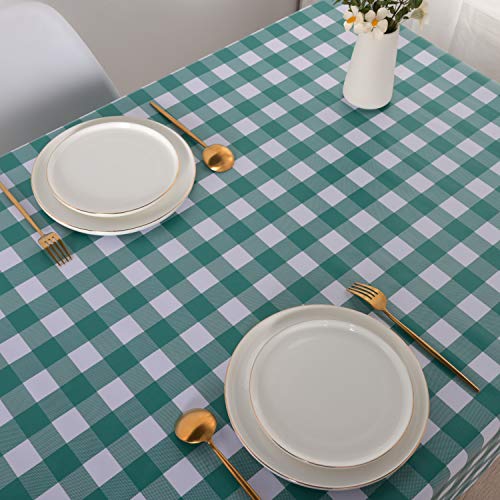 Obstal 100% Waterproof Pvc Table Cloth, Oil-Proof Spill-Proof Vinyl Rectangle Tablecloth, Wipeable Table Cover For Outdoor And Indoor Use,Green Teal,54 X 54 Inch #TOP4