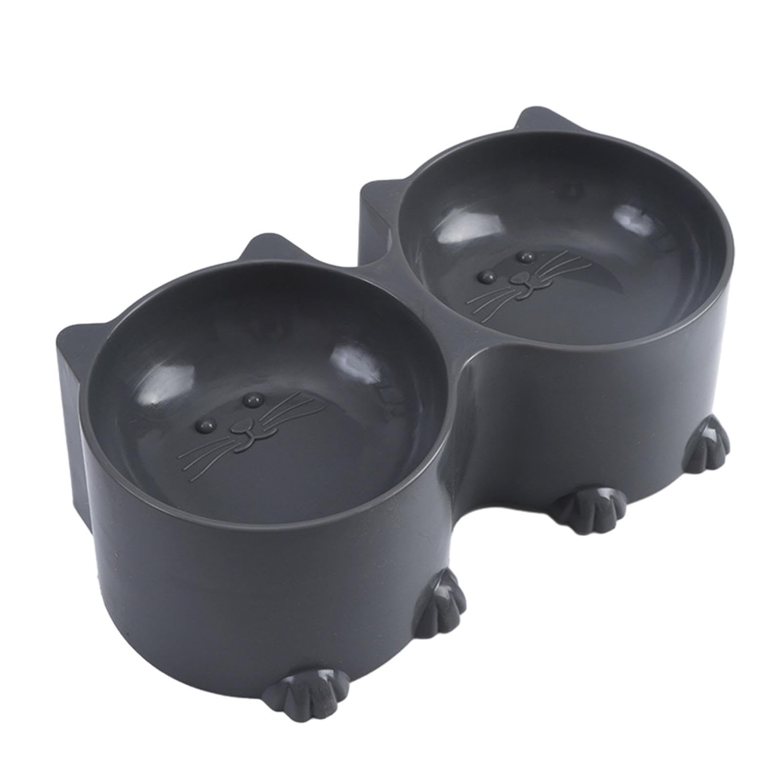 Pomurom Cat Food and Water Bowl Set, Raised Cat Bowl Elevated Slow Feeder, Cat Feeding Bowls Raised Tilted, Cat Dog Feeder Bowl, Slanted Bowl for Cats Kittens Small Dogs Food and Water Feeding