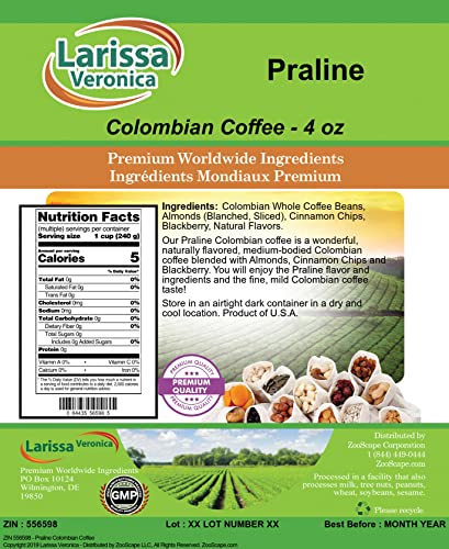 Praline Colombian Coffee (4 oz, Grano Entero) miniatura 2