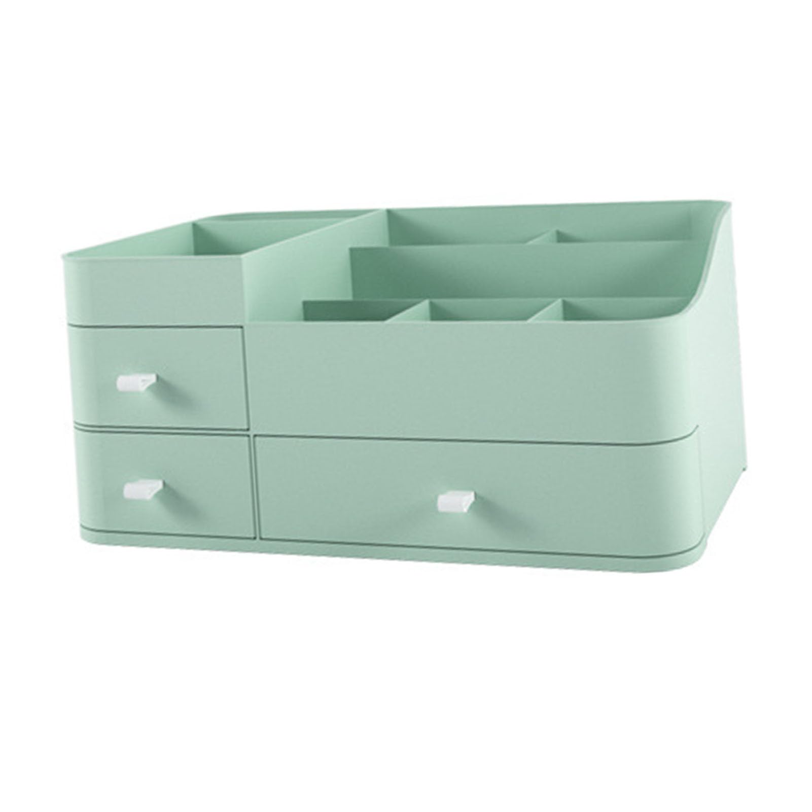 Organizador de cosméticos con cajones, vitrina de maquillaje de plástico impermeable para uso doméstico, almacenamiento de alta capacidad para lápices labiales, productos (Green)