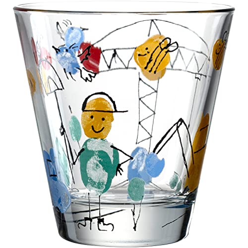 LEONARDO HOME Leonardo Bambini Trink 25971 Tasse colorée pour enfant Motif chantier, grue, verre à jus lavable au lave-vaisselle 215 ml 025971 215 ml Cover
