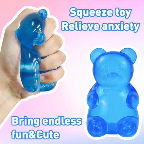 Gummy Bear Squishy, Stress Bear Taba Squishy, Taba Squishy Toys for Kids, Stress Balls Valentines Day Gifts Birthday Gifts Party Favors-Blue - Image 3