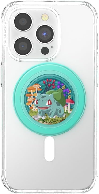 Image of PopSockets Phone Grip for MagSafe, Magnetic Holder, Phone Stand, Pokemon - Bulbasaur Mint