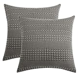 PHF 100% Cotton Waffle Weave Euro Sham Covers, 2 Pack 26' x 26' Pillow Covers for Elegant Home Decorative, No Insert, Decorative Euro Throw Pillow Covers for Bed Couch Sofa, Dark Grey