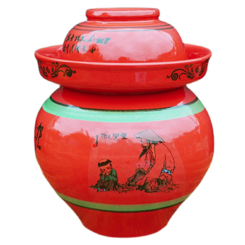 Retro-Einmachglas aus Keramik mit Deckel, großes traditionelles chinesisches Ferhinesisches Fermentationsset, Topf mit wasserdichtem Luftschleusendeckel, Fermentationsglas für Kimchi, 2,5 kg