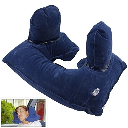 CrazyGadget® Blow & Go Inflatable Travel Pillow for Neck Cushion Support Headrest Sleep on Flight Train Car