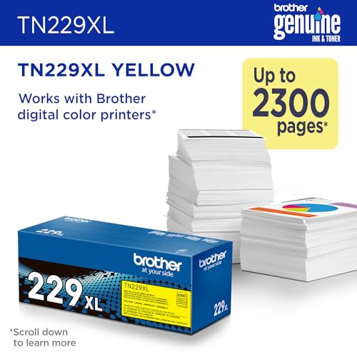 Image of Brother Genuine TN229XLY Yellow High Yield Printer Toner Cartridge - Print up to 2,300 Pages(1) (Pack of 4)