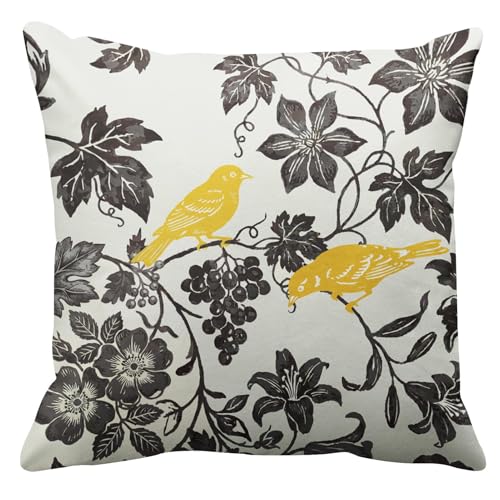 Emvency Decorative Throw Pillow Cover Square Size 16x16 Inches Trendy Yellow Gray Ivory...