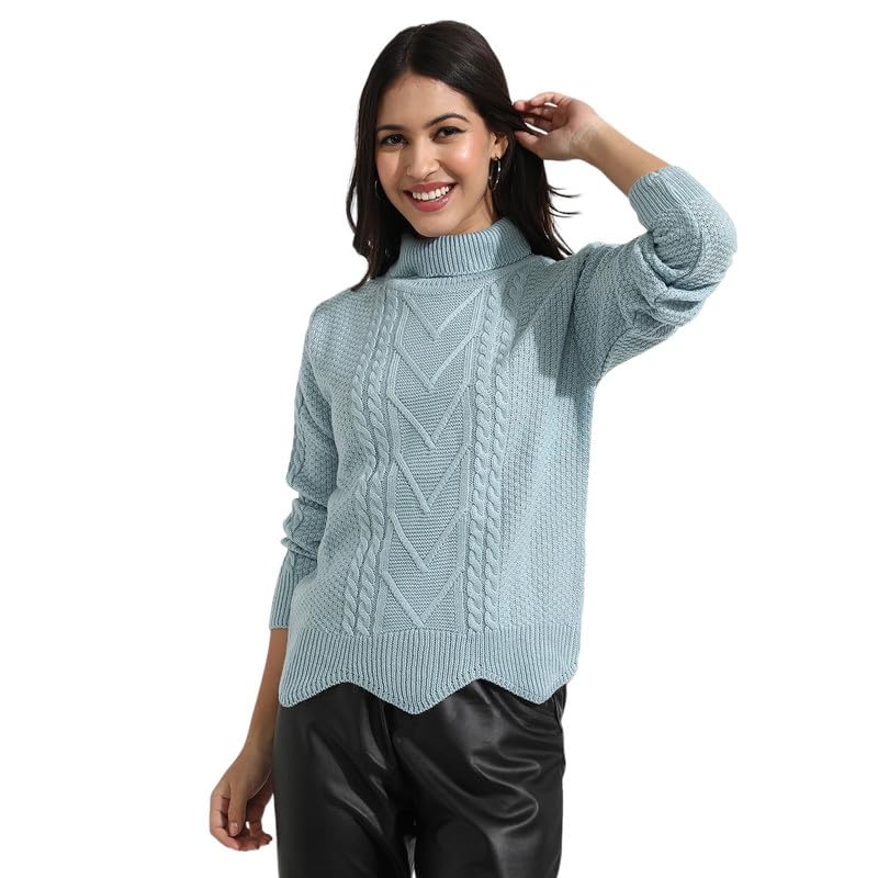 Image of PINACOLADA Women's Geometric-Textured Pullover Sweater for Casual Wear | Crew Neck | Long Sleeves | Pull On Closure | Sweater Crafted with Comfort Fit for Everyday Wear
