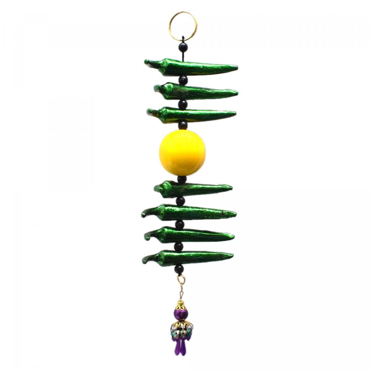 Tarang Arts Nimbu Mirchi Metallic Wall Hanging Nazar Battu, Evil Eye Talisman Protector Hanging, Good Luck Charm, Protection from Negativity for Homes, Door, Vehicles & Offices (10x3 Inch, Green) (B0D14J9PHK) Amazon Price History, Amazon Price Tracker