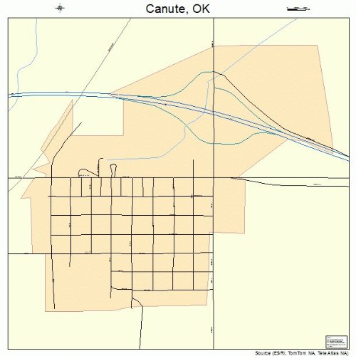 Large Street & Road Map of Canute, Oklahoma OK Printed poster size