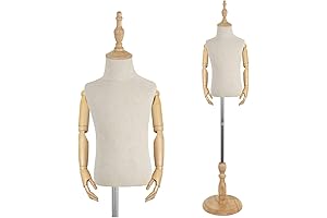 Dress Form Mannequin Torso with Solid Wood Robotic Arms
