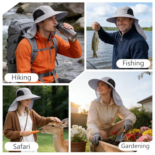 Sun Hat for Men Women with Neck Flap,UPF 50+ UV Protective Hiking Fishing Hats,Wide Brim Sun Hat for Women&Men … by ZOORON - Image 5