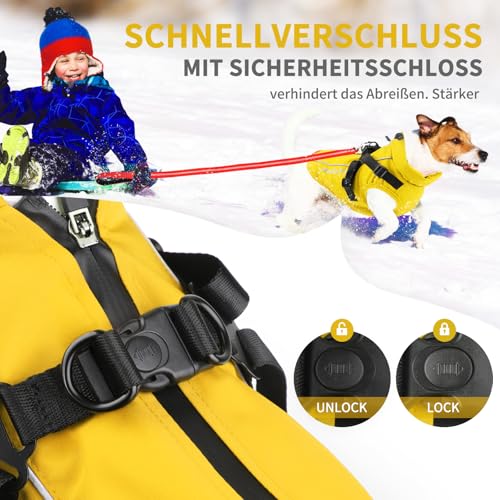 PcEoTllar Wasserdichter Hundemantel für kleine Hunde, warme reflektierende Jacke mit Geschirr für den Winter, Ski-Kostüm, Baumwolle, Hundepullover