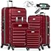 KESSER® 4-TLG. Kofferset Hartschalenkoffer, Reisekoffer 4er-Set S-M-L-XL, Trolley Koffer mit 4 Rollen, ABS Hartschale, Teleskopgriff + Kofferwaage & Gepäckanhänger, Rollkoffer mit Schloss, Bordeaux