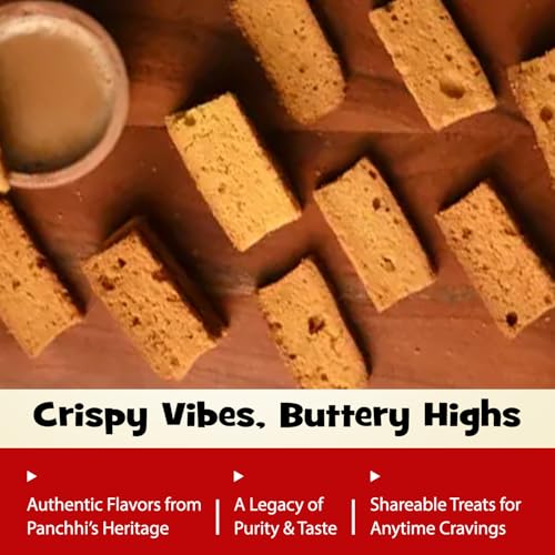 Image of Panchhi Rusk Biscuits 345 Gram Crispy and Buttery Toast Made with Refined Wheat Flour Amul Butter Milk Solids Cardamom and Custard Powder Perfect Tea Time Snack with Light Sweet Flavor