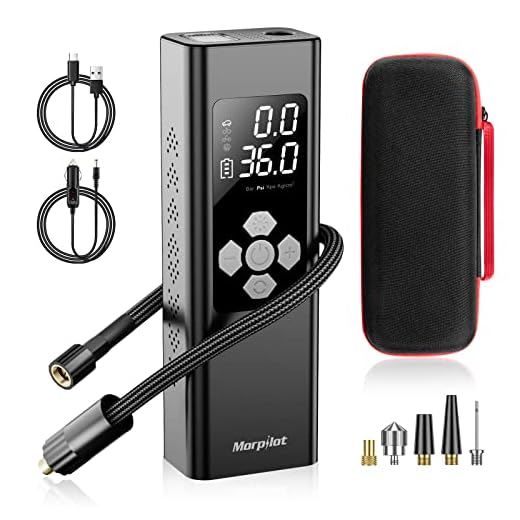Morpilot Tire Inflator Portable Air Compressor, 2X Faster Inflation [7800mAh Battery & 12V DC Cord] Cordless Car Tire Pump with LCD Dual Display, 150PSI Electric Air Pump for Car SUV MPV RV Bike Ball