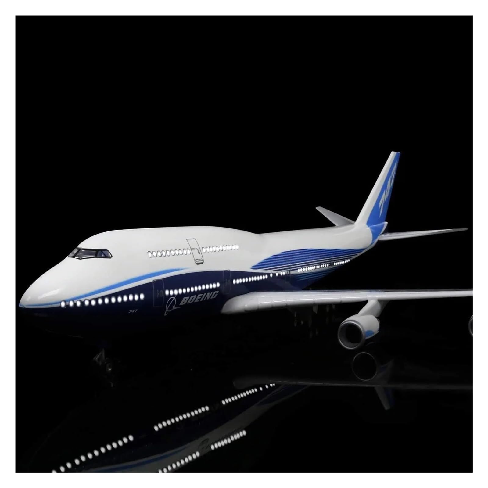 Samolot w skali 1:160 dla modeli samolotów Boeing 747 odlewane samoloty z oświetleniem LED kolekcjonerskie pamiątki udekoruj biuro nadaje się do ekspozycji (bez światła)