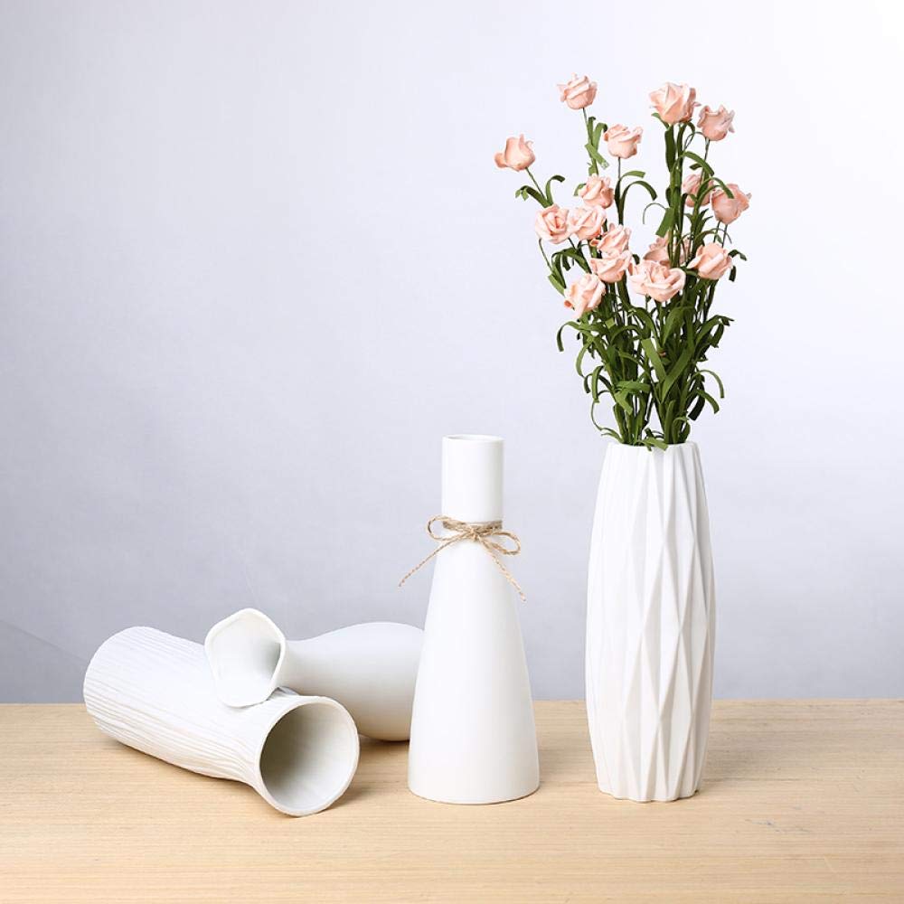 Classic White Ceramic Vase Chinese Arts and Crafts Decorative Contracted Porcelain Vase Creative Gift Wedding Decoration Vase (C 23.5x9cm)