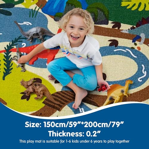 Image of Booooom Jackson Kids Dinosaur Rug, 4'11 inchx6'7 inch Play Mat