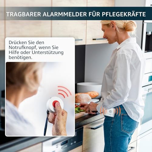 Caregiver Pager Call Button Wireless Call Bell Alert Buttons for Patients Elderly Seniors Home Portable Nurse Call System Bed Alarm Fall Prevention Emergency – Bild 3