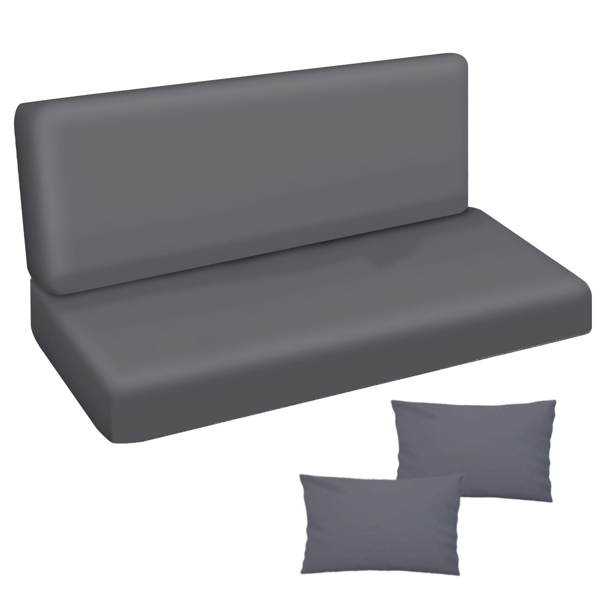 Coussin imperméable pour balancelle de Jardin, Matelas 120x50x50 pour Meubles en Palette, Grand Confort Coussins avec Dossier, Meubles de Jardin, Glatt Graphite [133]
