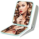 Compact Makeup Mirror Ultra-thin Purse Mirror with Mini Tail Comb Pocket Mirror 2-sided 2x Maginific