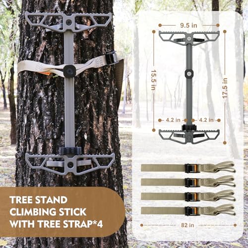 Panbofoda Climbing Sticks,Aluminum Non-Slip Hunting Climbing Steps,Lightweight Tree Climbing Hunting Gear Hunting Accessories for Tree Stands Set of 4,Fold Up Steps for Tree Stand
