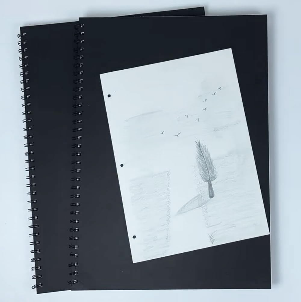 2Pack A3 Sketchbook Hardback Cover Spiral Sketch Book 60 Sheets / 120 Pages 160GSM Cartridge Paper Thick Paper Art Book - Image 4