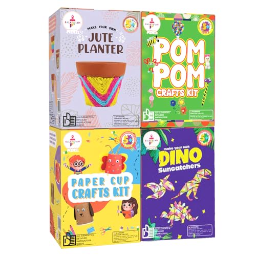 Image of Kalakaram 4-in-1 Mini's Buzzy Collection Kits DIY Painting & Coloring Kit, Art and Craft Kit, Educational Fun Activities Birthday Gift Kit for Girls, Boys, Teens, Kids Ages 5, 6, 7, 8 Year Olds