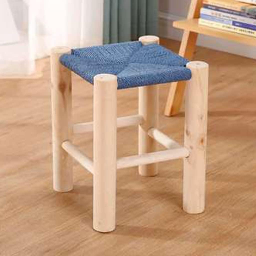 TemkIN Wooden Woven Stool, Rattan Dining Stool, Home Living Room Porch Shoe Changing Square Stool, Hemp Rope Rattan Anti-wear Adult Seat (Color : Brown, Size : 27 * 27 * 28cm)