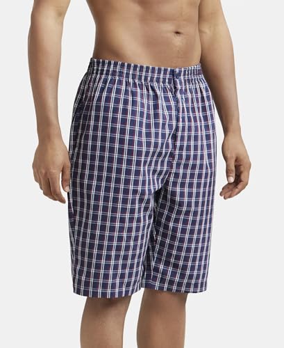 Image of Jockey 9005 Men's Super Combed Mercerized Cotton Woven Fabric Regular Fit Printed Bermuda with Side Pockets