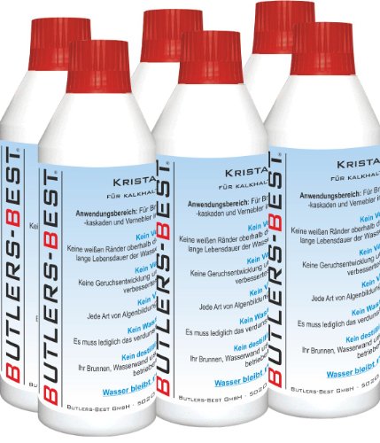 Preisvergleich Produktbild Butlers-Best KRISTALLKLAR - Wasserzusatzkonzentrat für Brunnen, Wasserwände, säulen, kaskaden und Vernebler im Innen- und Außenbereich - 6 x 250 ml Flasche