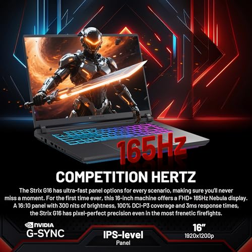 Image of ASUS ROG Strix G16 16'' WUXGA 165Hz Gaming Laptop, Intel Core i7-14650HX, NVIDIA GeForce RTX 5060, RGB Backlit Keyboard, 64GB DDR5 RAM, 3TB Storage(2TB SSD&1TB Docking Station), Win 11 Pro, Gray